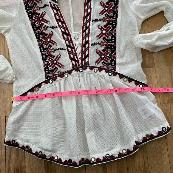 Anthropologie Akemi + Kin Embroidered Mesh Cotton Top - Picture 14 of 15